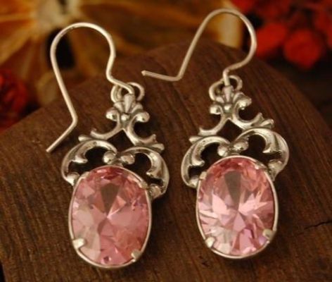 CAMPO - srebrne kolczyki z różowym kryształem