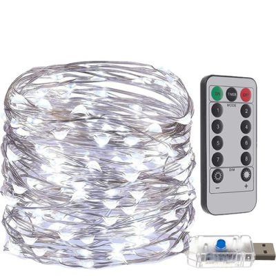 Lampki choinkowe USB- druciki 300 LED zimny biały